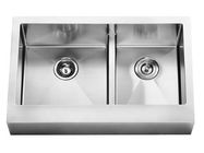 R10 Corner Apron Front Stainless Steel Kitchen Sink Double Bowl  39"*18"*10"
