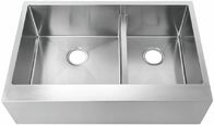 Handmade Front Apron Stainless Steel Kitchen Sink Two Holes