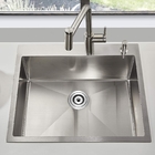 25'' Top Mount Stainless Steel Kitchen Sink Deep Bowl With Two Holes