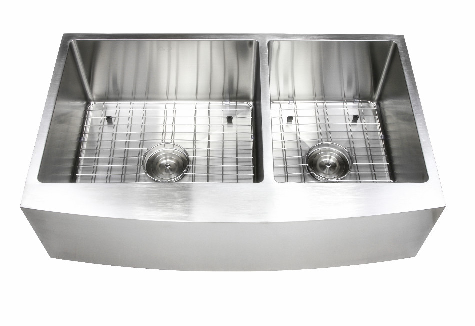 36 Inch Apron Stainless Steel Kitchen Sink Curved Front Farm Brushed