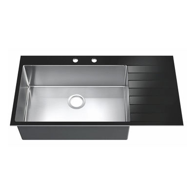 Single Bowl Commercial Stainless Sink With Drainboard Above Counter Installation