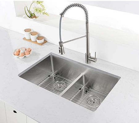 32 Inch Drop In Undermount Stainless Steel Kitchen Sink With Double Bowl