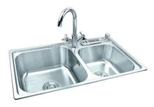 Rectangular Stainless Steel Double Sink With Drainer Simple Installation