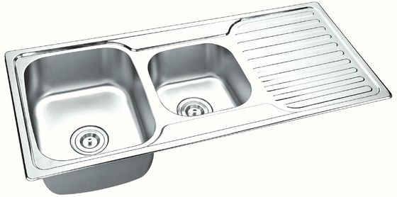 304 Ss Double Bowl Sink , Fashion Double Bowl Sink Unit For 500 Base Unit / Round Kitchen Sink