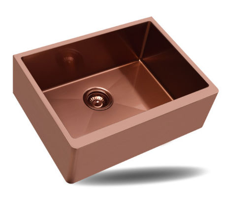 R10 / R15 PVD Rose Gold Apron Single Stainless Steel Sinks Undermount Installation Type