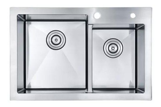 Practical Space Saving Kitchenware Deep Double Sinks Stainless Steel Polished / Under Mount Kitchen Sink