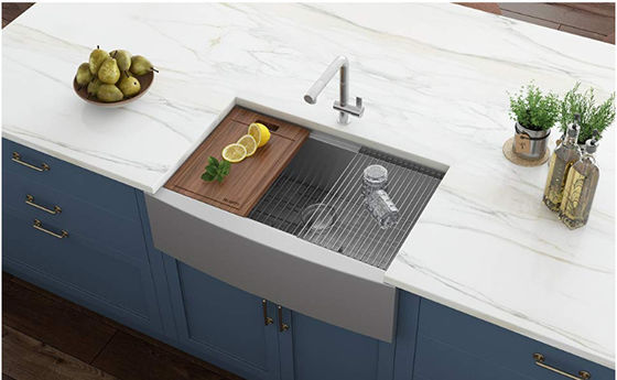 Golden Color Apron Stainless Steel Kitchen Sink Without Faucet R19 Corner