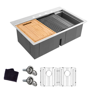 Multi Function Stainless Steel Kitchen Workstation Sink For Apartment