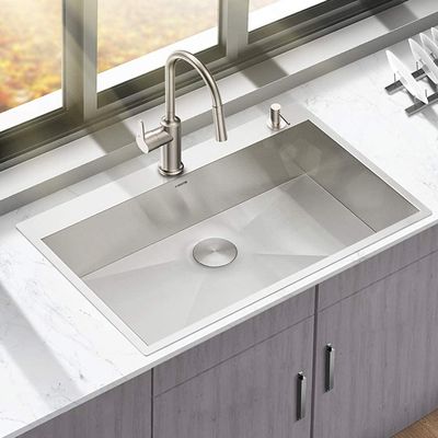 30x22 Drop In Top Mount Stainless Steel Kitchen Sink Basin