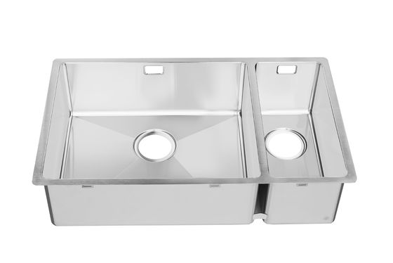 Handmade 18% Chrome Stainless Steel Kitchen Sink Two Bowl