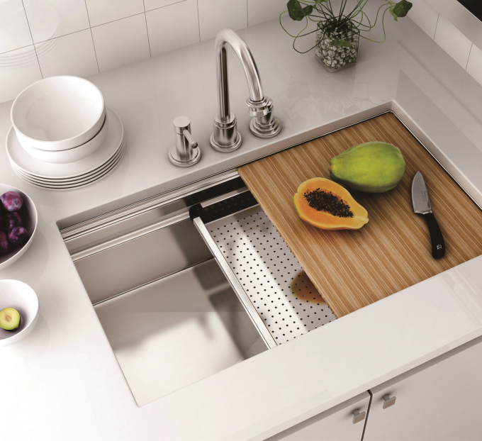 Luxury Top Mount Stainless Steel Sink , Satin Finish High End Kitchen Sinks