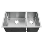 Factory Price SUS304 Undermount 32 Inches Double Bowl Stainless Steel Kitchen Sink