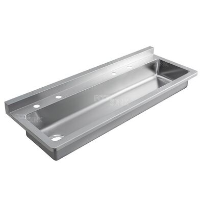 Outdoors Industrial Stainless Steel Long Hand Washing Trough Sink Tank Metal Hand Wash Basin For Factory Workshop Restaurant Kitchen