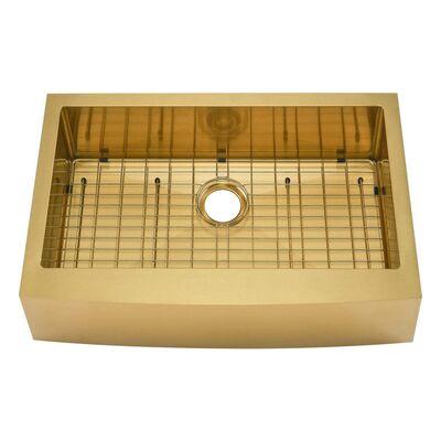 Wholesale Gold Antique Bronze Apron Sink Custom Color Heavy Duty Thick Kitchen Sink Stainless Steel 304 Food Grade Single Bowl Farmhouse Sinks
