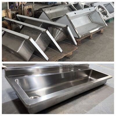 Industrial Utility Sink 1800x435mm 304 Stainless Steel Sinks For Factory School Brushed finish Wall Mounted 304 Easy To Clean Metal Wash Trough Lavello ﻿