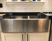 Brushed Surface Apron Stainless Steel Kitchen Sink Double Bowl No Faucet