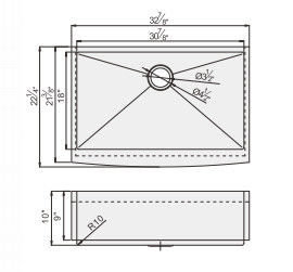 Undermount Apron Front Sink , 33 Inch Single Bowl Kitchen Sink Sliver Color