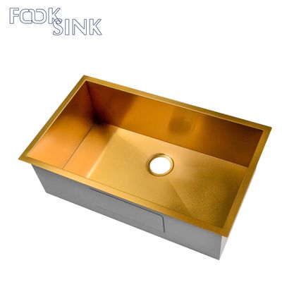 Vintage 16/18 Gauge  Rose Gold Sink Apartment Home Modern Vegetable Wash Sinks 32inch Counter Single Bowl Kitchen Sink With Cutting Board