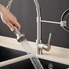 Low Lead Modern Sink Faucet Commercial Brass Single Handle Pull Down Sprayer Spring