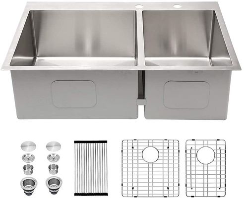 33 Inch Drop In SUS304 Stainless Steel Kitchen Sink Easy Cleanning