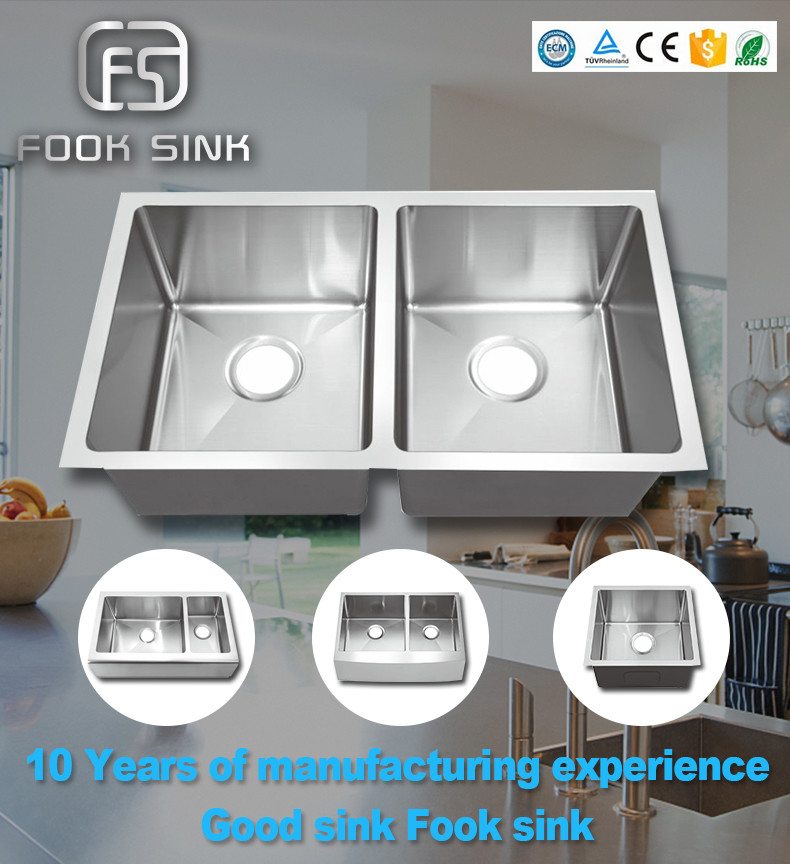 Double Bowl Undermount Stainless Steel Kitchen Sink Radius R10 Coved ...