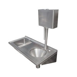 Factory Wall Mounted Stainless Steel 304/316 double bowl Sluice Sinks And Slop Hopper  With Flush Valve Cistern For Hospitals, Nursing Homes Medical Surgery