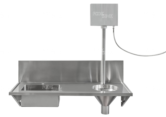 Factory Wall Mounted Stainless Steel 304/316 double bowl Sluice Sinks And Slop Hopper  With Flush Valve Cistern For Hospitals, Nursing Homes Medical Surgery