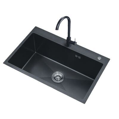 Modern Design Above Counter Top Kitchen Sinks Wholesale Rectangular Nano Black 304 Stainless Steel Sinks