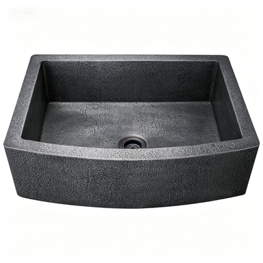 Non Fading Stainless Steel Black Apron Sink Modern Design Hammer Patterned Nano Embossing Wash Basins Customizable Size Kitchen Sink Supplier