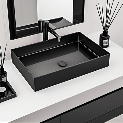 Customized Size Wash Basin Counter Top Art Design Nano Bathroom Sinks Pvd Black Golden Stainless Steel Sink For Toilet Hotel Restaurant