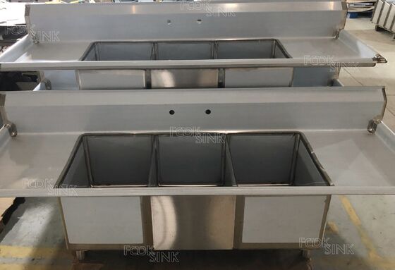 Wholesale Outdoor Brushed Surface 304 Stainless Steel Utility Sink For Restaurant Freestanding Kitchen Sink Double Bowl Workbench Washing Basins