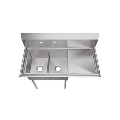 Wholesale Outdoor Brushed Surface 304 Stainless Steel Utility Sink For Restaurant Freestanding Kitchen Sink Double Bowl Workbench Washing Basins