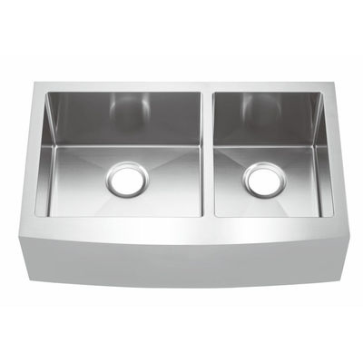 Brushed Surface Apron Stainless Steel Kitchen Sink Double Bowl No Faucet