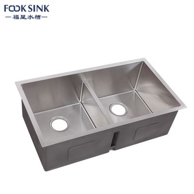 Undermount Double Bowl Undermount Sink , Rectangular Commercial Double Bowl Sink