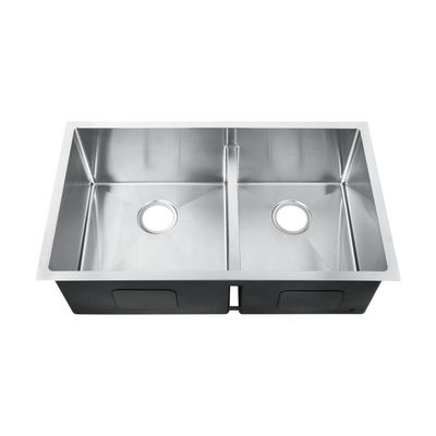 32* 18 Inch Low Divide Sink Commercial Grade Brushed Finish For Farmhouse