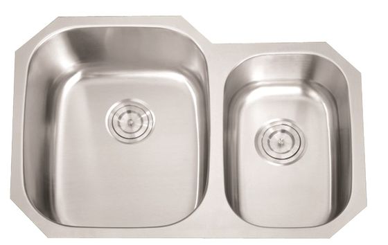 Satin Finish Double Bowl Stainless Steel Sink Undermount Modern Design / Double Bowl Stainless Steel Kitchen Sink