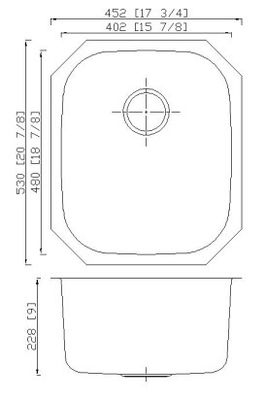 16 Gauge Single Bowl Stainless Steel Sink , 21" Square Single Bowl Sink