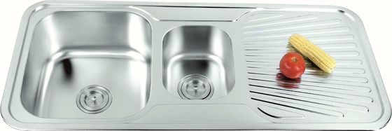 Custom Stainless Steel Kitchen Sinks , Portable Kitchen Sink With Drain Board