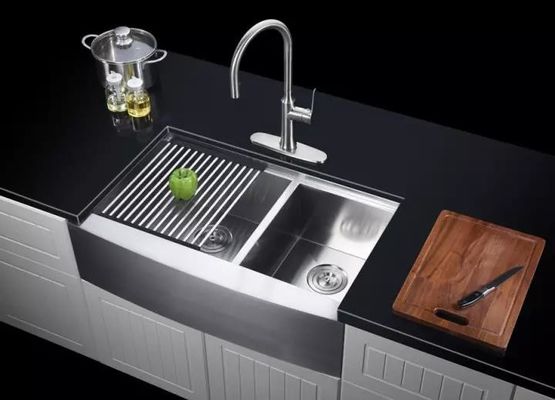 Double Apron Front Farmhouse Stainless Steel Kitchen Sink Undermount Handmade