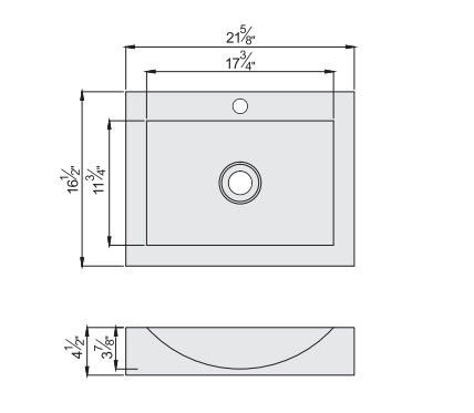 533*381*165mm Countertop Bathroom Sink Single Bowl Brushed Surface Treatment