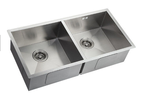 Modern Welding Undermount Stainless Steel Kitchen Sink Square Double Bowl For Vegetables