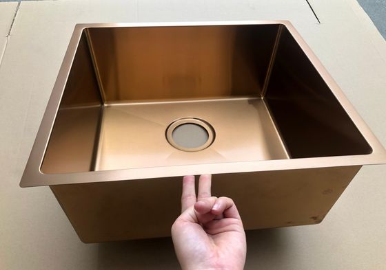 Copper PVD Surface Kitchen Sink Without Tap Holes 5 Years Warranty / Rose Gold Color Kitchen Sink