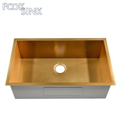 33 Inch Gold Metal Kitchen Sink Contemporary 16 Gauge Nano Surface Stainless Steel