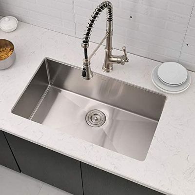 33X19 Inch Modern Undermount Stainless Steel Kitchen Sink PVD Brushed