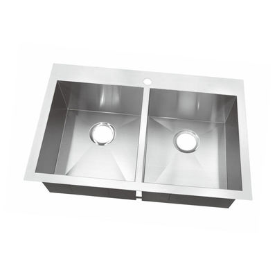 PVD Stainless Steel 304 Kitchen Sink Double Counter Top Basin