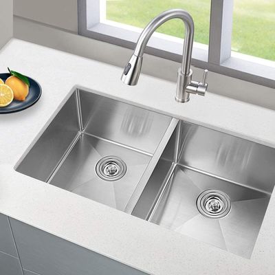 16/18Gauge Stainless Steel Workstation Kitchen Sinks Sus304 Brushed Finish 32x19inch Double Bowl Sink For Kitchen Hotel